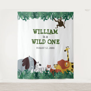 Tenture Wild One 1er Anniversaire Fête Jungle Fond photo
