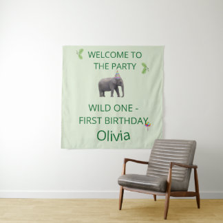 Tenture Wild One Elephant Party Welcome Art