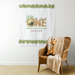 Tenture Wild One Photo Jungle Feuilles 1er anniversaire Co