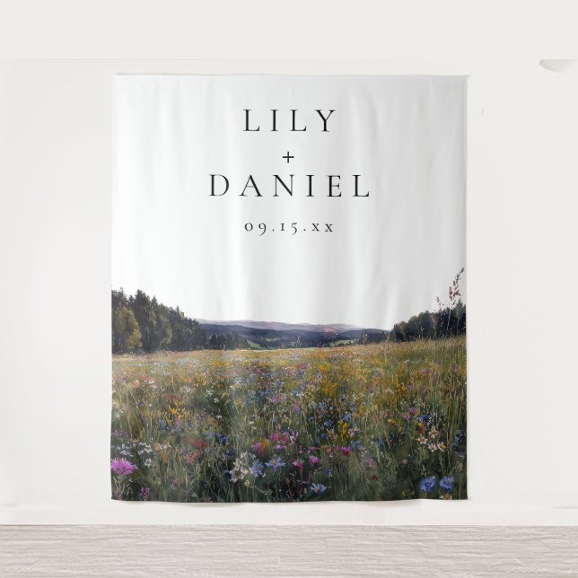 Tenture Wildflowers Meadow Floral Wedding Photo Backdrop (Devant)