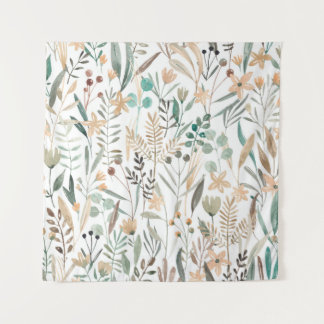 Tenture Wildflowers watercolor seamless pattern. Flowers f