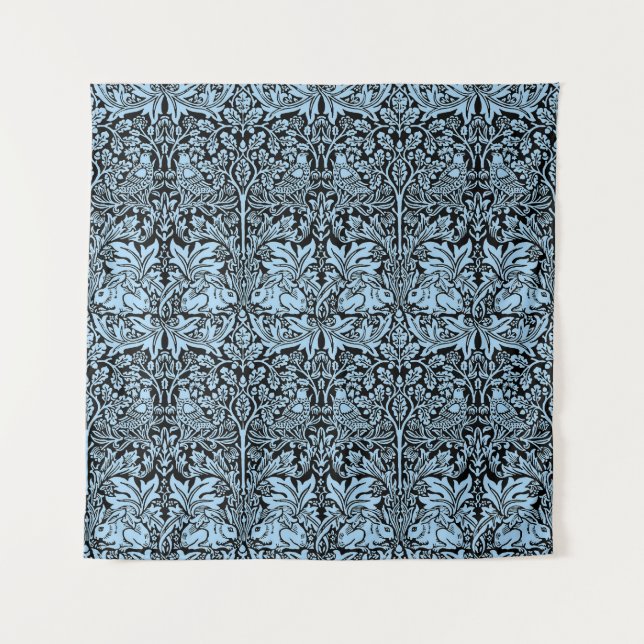 Tenture William Morris Brother Rabbit Light Blue Black (Devant)