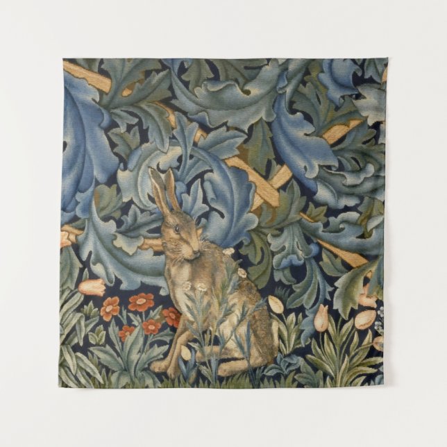 Tenture William Morris Forest Rabbit Floral Art Nouveau (Devant)