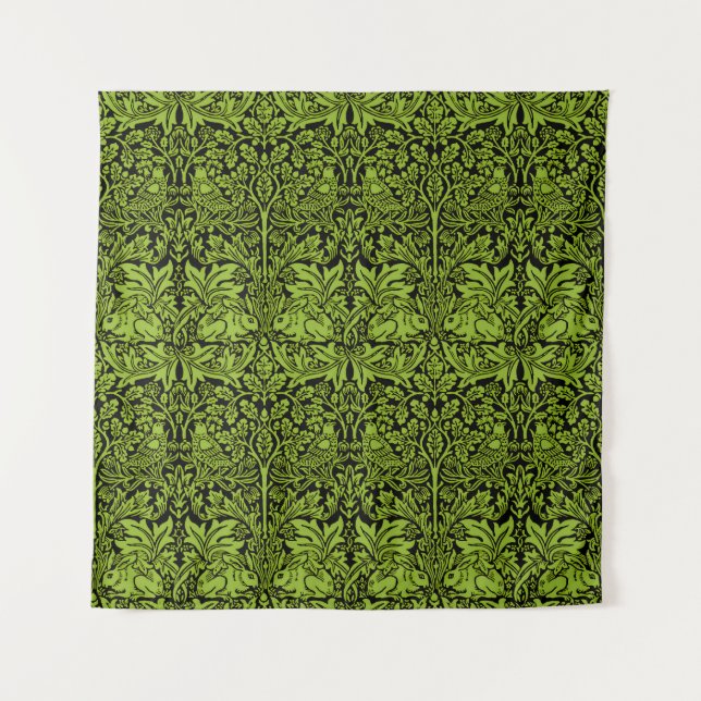 Tenture William Morris Frère Lapin Vert Sauge Noir (Devant)