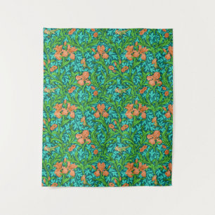 Tenture William Morris Irises, orange et turquoise
