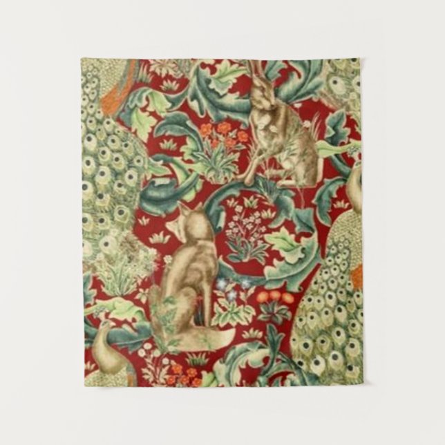 Tenture William Morris Red Motif Forest (Devant)