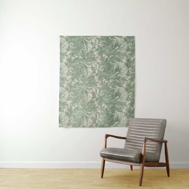 Tenture William Morris tulip fond textile vert (En situation)