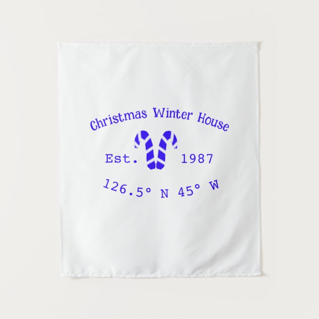 Tenture Winter Christmas house blue candy canes est. Year  (Devant)