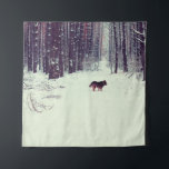 Tenture Winter snowy pine forest, dog walking in the fores<br><div class="desc">Winter snowy pine forest,  dog walking in the forest</div>