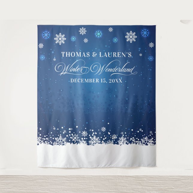 Tenture Winter Wonderland wedding backdrop banner  (Devant)