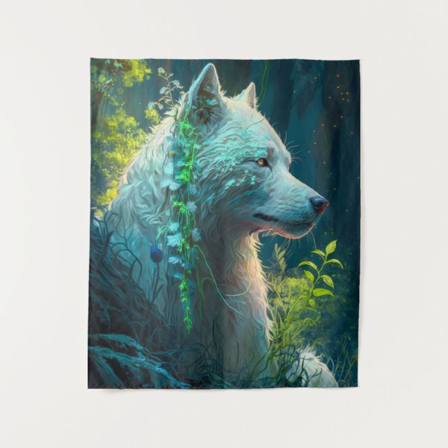 Tenture Wolf Animal Portrait Peinture Faune En Plein Air (Devant)