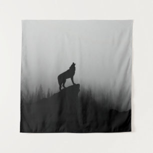 Tenture Wolf hurle sur la lune