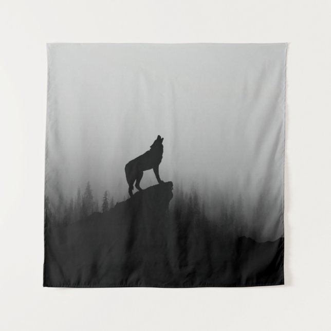 Tenture Wolf hurle sur la lune (Devant)