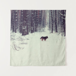 Tenture Wonderland d'hiver : Forêt de pins neigeux