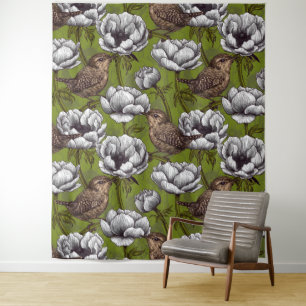 Tenture Wrens in the white anemone garden