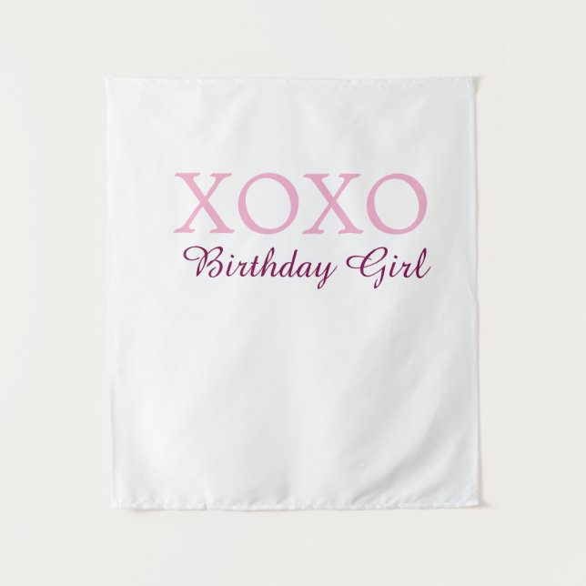 Tenture Xoxo nom de fille d'anniversaire rose mauve simple (Devant)