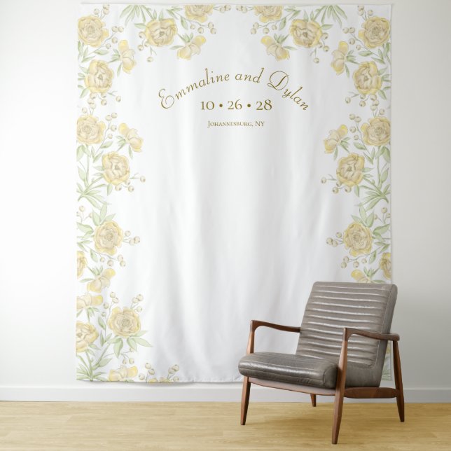 Tenture Yellow Rose Wedding Photo Backdrop (En situation)