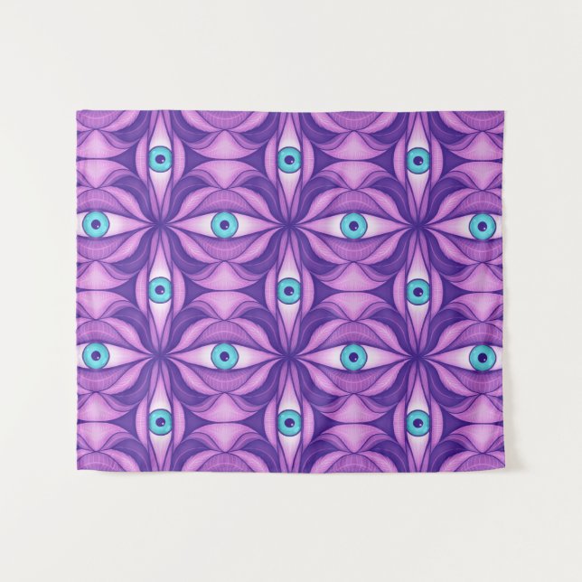 Tenture Yeux bleus dans un feuillage pourpre Art botanique (Devant (Horizontal))