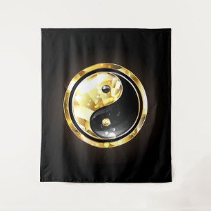 Tenture Yin Yang or sur noir