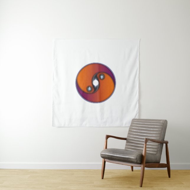 Tenture Yin Yang Sun Orange Violet (En situation)