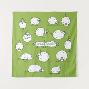 Tenture Yoga Sheep : Whimsical Sketch Fun.