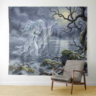 Tenture Yuki-onna errant sur le lac gelé
