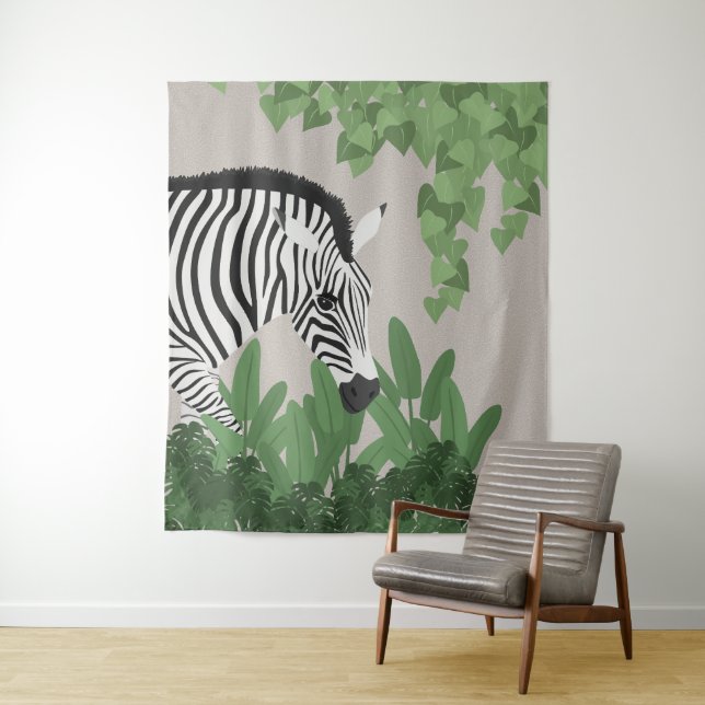 Tenture Zebra amongst Leaves Tapestry (En situation)