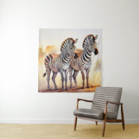 Zèbres dans l'art africain serein de la faune sauv