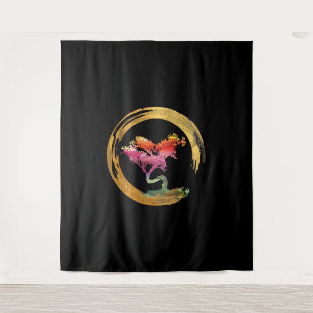 Tenture Zen Bonsai Arbre japonais Cercle Enso Art asiatiqu (Devant)