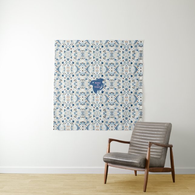 Tenture ZEN：Soft Blue & White Serenity Customizable  (En situation)