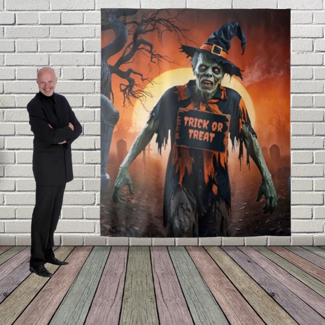 Tenture Zombie effrayant dans un cimetière Halloween (Créateur téléchargé)