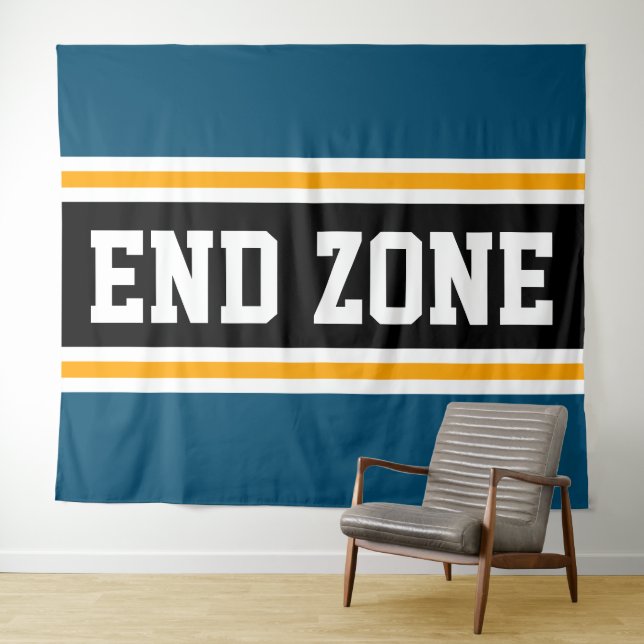 Tenture ZONE FIN Fun Sport Turquoise Black Yellow Stripes (En situation (horizontale))