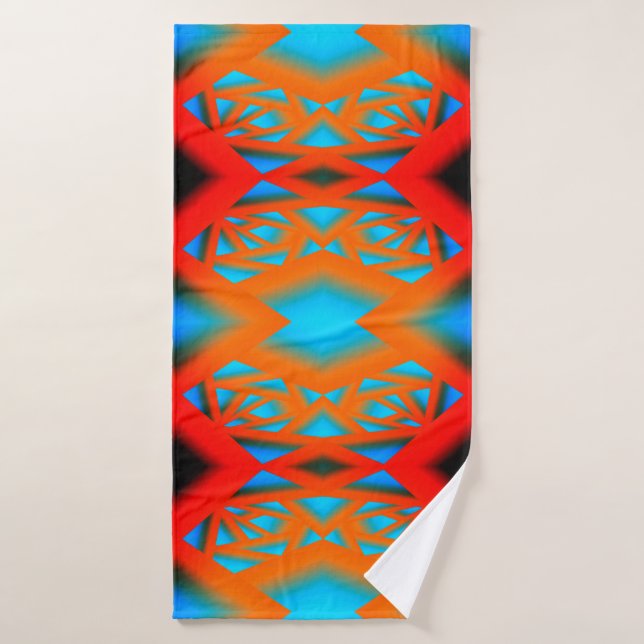 Tequila Sunrise Ombré Géométrique Art Abstrait  (Serviette de bain)