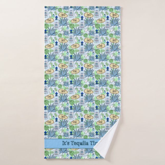 Tequila Time Cocktail Drinker Blue Agave Motif (Serviette de bain)