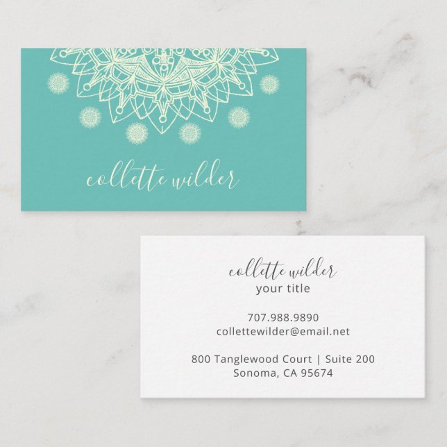 Terme Lotus Flower Mandala Yoga Carte de visite (Devant / Derrière)