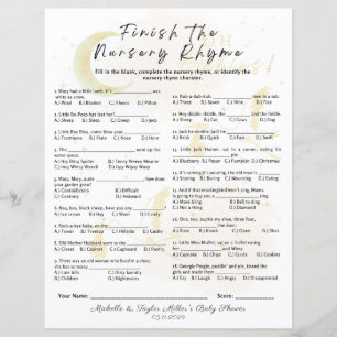 Terminer le jeu de Baby shower de rime de la pépin