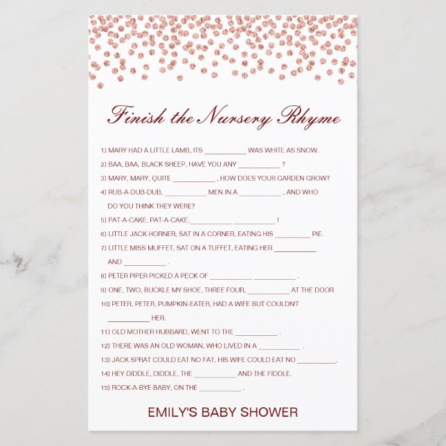 Terminer le rime de la pépinière avec réponse (Devant)