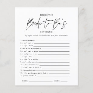 Terminez la phrase Jeu de Baby Shower / Mariage