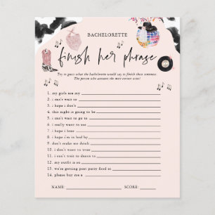 Terminez la phrase Jeu de Bachelorette Disco Cowgi