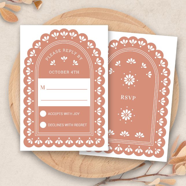 Terra Cotta Arch Mariage d'automne Carte RSVP (Terra Cotta Arch Autumn Wedding RSVP Card by Fiesta Valley Print)