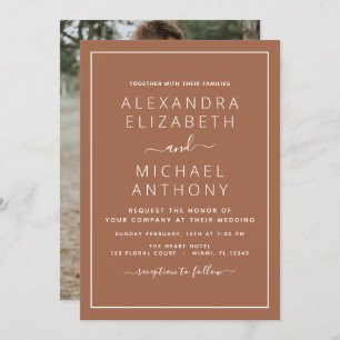 Terra Cotta Boho Mariage Photo Invitation