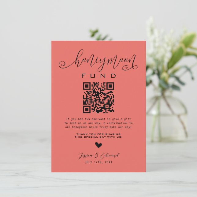 Terra Cotta Honeymoon Fund Qr Code Minimal Moderne (Debout devant)