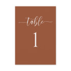 Terra Cotta Minimaliste Mariage Carte Numéro de ta