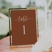 Terra Cotta Minimaliste Mariage Carte Numéro de ta