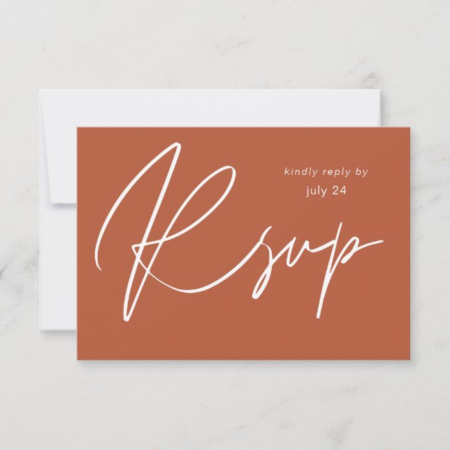 Terra Cotta MOD Calligraphie w Repas Carte RSVP (Devant)