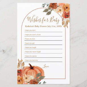 Terracota Citrouille Floral Voeux pour bébé