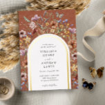 Terracotta Boho Arch Faire-part de mariage<br><div class="desc">Invitation à la Faire-part de mariage de l'Arc de Terracotta Boho. Cette invitation à la feuille mariage en arc de bouho élégante et élégante présente de magnifiques fleurs sauvages aquarelles peints à la main, disposés comme un cadre magnifique. Le dos comprend un beau bouquet de coordination avec un monogramme pour...</div>