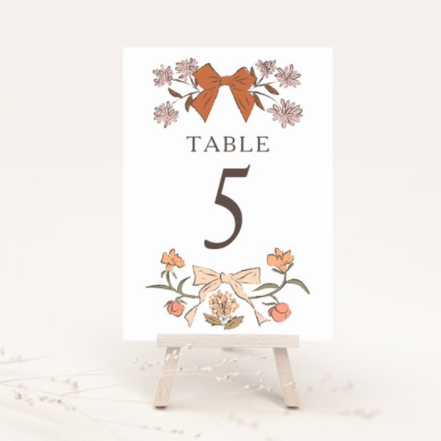 Terracotta Boho Bows Mariage Numéro de table (Créateur téléchargé)