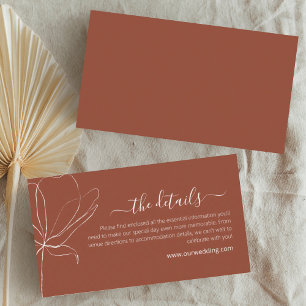 Terracotta Boho Détails du Mariage Carte de boîtie