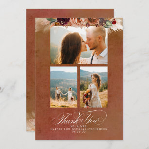 Terracotta Boho Mariage à deux côtés Merci photo